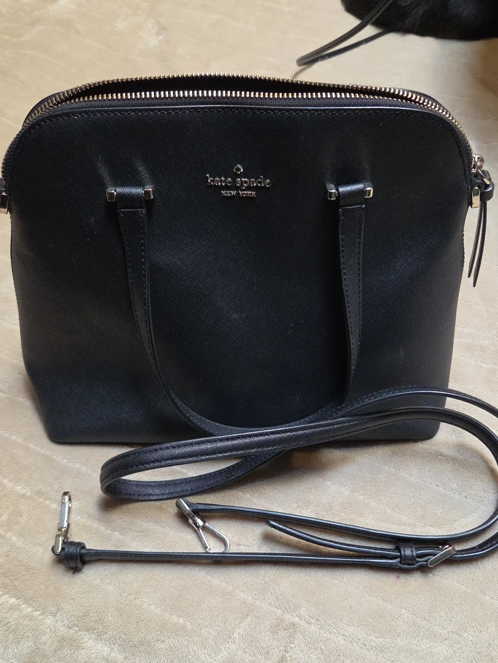 kate spade black dome satchel with removable Crossbody Strap